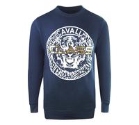 Cavalli Class Mens Large Circle Logo Navy Blue Sweatshirt Cotton - Size X-Large