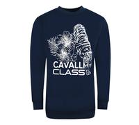 Cavalli Class Mens Large Floral Tiger Design Navy Blue Sweatshirt Cotton - Size Medium