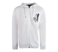 Cavalli Class Mens Large Tiger Design White Zip-Up Hoodie Cotton - Size Large
