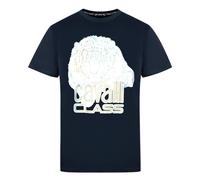 Cavalli Class Mens Large Tiger Logo Navy T-Shirt - Blue Cotton - Size X-Large
