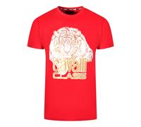 Cavalli Class Mens Large Tiger Logo Red T-Shirt Cotton - Size X-Large