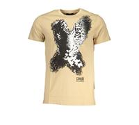 Cavalli Class Mens Leopard Graphic Tee Short Sleeve - Beige Cotton - Size X-Large