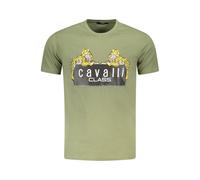 Cavalli Class Mens Leopard Print Graphic Tee - Sage Green Cotton - Size Large