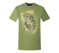 Cavalli Class Mens Leopard Print Silhouette Green T-Shirt Cotton - Size X-Large