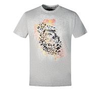 Cavalli Class Mens Leopard Print Silhouette Grey T-Shirt Cotton - Size X-Large