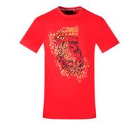 Cavalli Class Mens Leopard Print Silhouette Red T-Shirt Cotton - Size X-Large