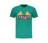 Cavalli Class Mens Leopard Print Tee Short Sleeves - Teal Cotton - Size 2XL