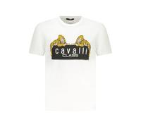 Cavalli Class Mens Leopards Print Short Sleeve Tshirt - White Cotton - Size X-Large