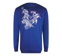 Cavalli Class Mens Paisley Leopards Iris Blue Round Neck Sweatshirt Cotton - Size Medium