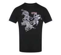 Cavalli Class Mens Paisley Leopards Logo Black T-shirt Cotton - Size Medium