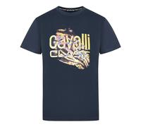 Cavalli Class Mens Slashed Logo T-Shirt / L Navy SY319