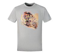 Cavalli Class Mens Slashed Tiger Print Bold Logo Grey T-Shirt Cotton - Size X-Large