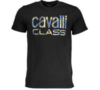 Cavalli Class Mens Snake Skin Bold Logo Black T-Shirt - Size X-Large