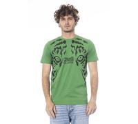 Cavalli Class Mens Tiger Eye Graphic Tee Short Sleeve Crew Neck - Dark Green Cotton - Size Medium