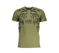 Cavalli Class Mens Tiger Eye Tee Short Sleeve Crew Neck - Khaki Cotton - Size X-Large
