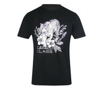 Cavalli Class Mens Tiger Floral Logo Black T-shirt Cotton - Size Medium