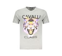 Cavalli Class Mens Tiger Graphic Tee - Light Grey Cotton - Size 2XL