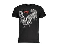 Cavalli Class Mens Tiger Graphic Tee Short Sleeve Crew Neck - Black Cotton - Size 2XL