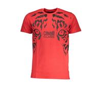Cavalli Class Mens Tiger Graphic Tee Short Sleeve Crew Neck - Red Cotton - Size Large