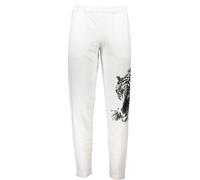Cavalli Class Mens Tiger Print Relaxed Pants - White Cotton - Size 3XL