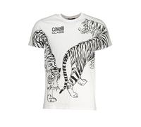 Cavalli Class Mens Tiger Print Tshirt Ca28595 - White Cotton - Size X-Large