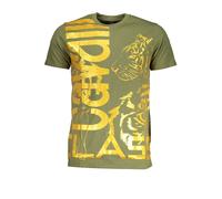 Cavalli Class Mens Tiger Print Tshirt Ca28604 - Khaki Cotton - Size X-Large