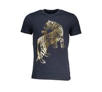 Cavalli Class Mens Tiger Print Tshirt Casual Style - Dark Blue Cotton - Size X-Large