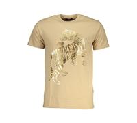 Cavalli Class Mens Tiger Print Tshirt Casual Style - Tan Cotton - Size X-Large