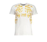 Cavalli Class Mens Tiger Print Tshirt Short Sleeve Crew Neck - White Cotton - Size X-Large