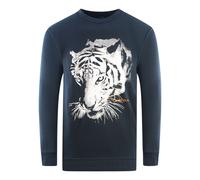 Cavalli Class Tiger Silhouette Logo Navy Blue Sweatshirt