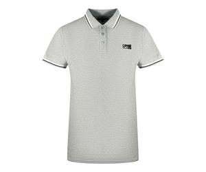 Cavalli Class Mens Twinned Tipped Collar Black Logo Grey Polo Shirt Cotton - Size X-Large