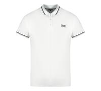 Cavalli Class Mens Twinned Tipped Collar Grey Logo White Polo Shirt Cotton - Size 2XL