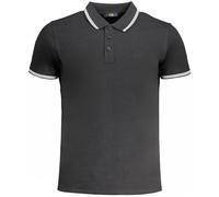 Cavalli Class Mens White Tipped Collar Toned Logo Black Polo Shirt - Size X-Large