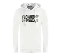 Cavalli Class Mens Zebra Print Logo White Hoodie Cotton - Size Small