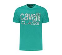 Cavalli Class Mens Zebra Print Tee - Teal Cotton - Size Medium