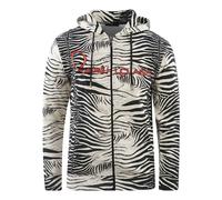 Cavalli Class Mens Zebra Print Zip-Up Black Hoodie Cotton - Size Medium