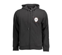 Cavalli Class Mens Zipup Hoodie With Embroidered Logo - Black Cotton - Size X-Large