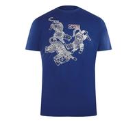 Cavalli Class Paisley Leopards Logo Blue T-Shirt - XXL - XXL