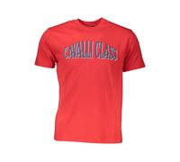 Cavalli Class Red Cotton Men T-Shirt - male - Cavalli Class - T-Shirts - Red - L - Tops L