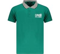 Cavalli Class Striped Collar Green Ottanio Polo Shirt - XL