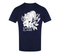 Cavalli Class Tiger Floral Logo Navy T-Shirt - XL - XL