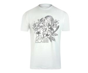 Cavalli Class Tiger Floral Logo White T-Shirt - XL - XL