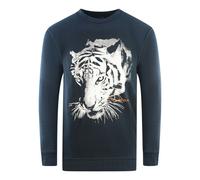Cavalli Class Tiger Silhouette Logo Sweatshirt - Navy Blue - XXL