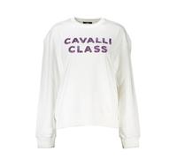 Cavalli Class Womens Crew Neck Sweatshirt Ca21205 - White Cotton - Size Large