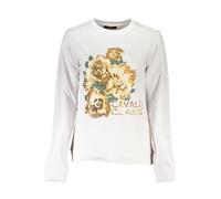 Cavalli Class Womens Floral Print Long Sleeve Sweatshirt - White Cotton - Size 2XL