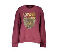 Cavalli Class Womens Jaguar Print Crewneck Sweatshirt - Dark Red Cotton - Size Small