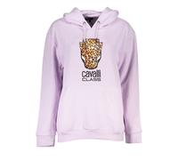 Cavalli Class Womens Leopard Head Hoodie Style Ca28853 - Lilac Cotton - Size X-Large