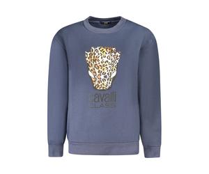 Cavalli Class Womens Leopard Print Crew Neck Sweatshirt - Dark Grey Cotton - Size Medium