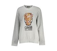Cavalli Class Women's Leopard Print Sweatshirt Ca28648 in Silver | Size: 2XL Cavalli Class Silver 2XL