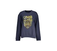 Cavalli Class Women's Long Sleeve Fleece Sweatshirt with Printed Logo in Blue | Size: Medium Cavalli Class Blue M
